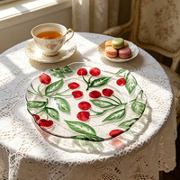 Schattig glazen serveerbord met kersenmotief, schattig 3D fruitkom decoratief centerpiece voor thuiskeuken