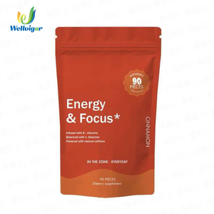 Permen Kunyah Energi dan Fokus dengan Vitamin <span class=keywords><strong>B</strong></span>, L-Theanine, Kafein Alami, Rasa Kayu Manis, Suplemen Diet - Product Image 1