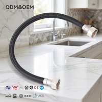 Tuyau de plomberie flexible PEX tressé noir moderne de qualité industrielle, marque PPW, vente en gros personnalisée, 40 cm, eau chaude/froide, garantie 5 ans