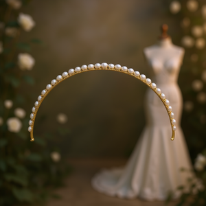 Serre-tête pour femme en or blanc E3539, strass, élégant, accessoire de cheveux pour mariage - Product Image 2