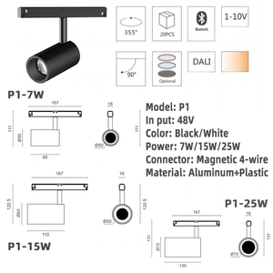 <span class=keywords><strong>Naruto</strong></span> — lampe sur Rail magnétique à Led, éclairage à intensité réglable, Cob, 1-10V, 15w, 4 fils, noir - Product Image 2