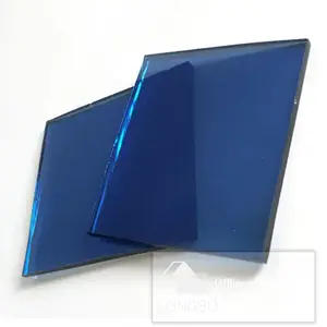 Cheap price coated low e dark blue tinted safety offline reflective glass