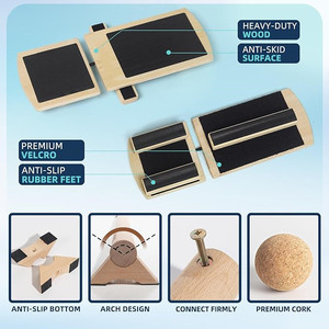 Kit d'entraînement d'équilibre Wellshow, renforçateur de la force des chevilles, planche d'équilibre, <span class=keywords><strong>poutre</strong></span> pour le soulagement de la fasciite plantaire, entraîneur de pieds en tableau noir - Product Image 6