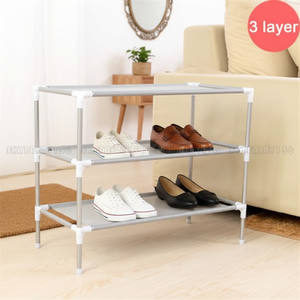 Scarpiera in tessuto Non tessuto a 3 livelli con montaggio semplice in soluzione di stoccaggio efficiente in grigio - Product Image 4