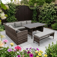 Ensemble de canapés modernes 8 places en rotin PE confortable, résistant aux UV et durable, pour l'extérieur, idéal pour ferme, salon, parc, salle de sport