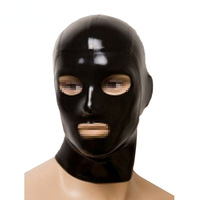 Masque de capuche en latex avec fermeture éclair Dance Party Couvre-chef en latex Masque de sexe en latex noir fétiche SM