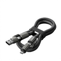 Câble USB 4-en-1 durable, charge super rapide 240W, cordon tressé en nylon, connecteur en alliage de zinc pour Apple, pour iPhone, pour appareils Android