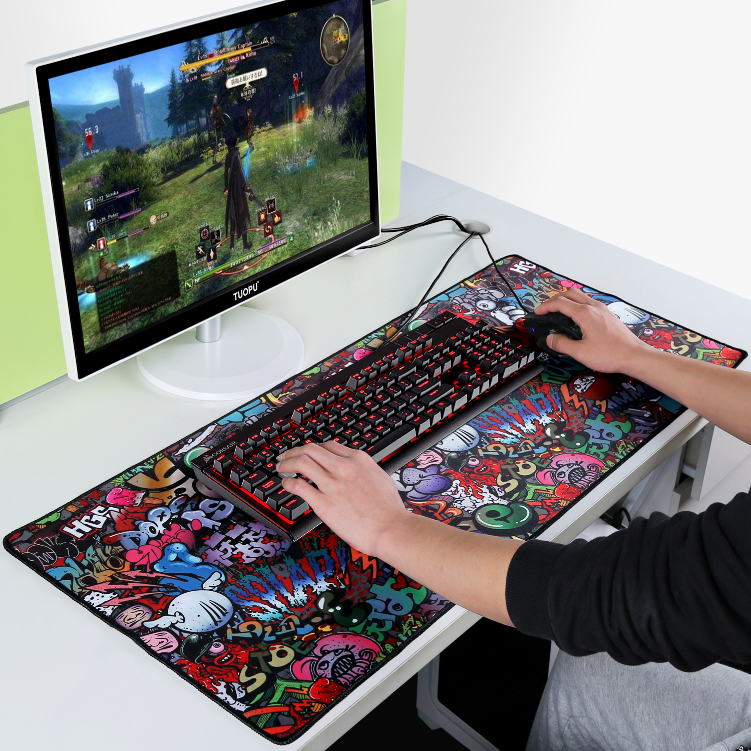 Tappetino Per Mouse Gigante Da Scrivania 90x40 Cm – Base Antiscivolo, Bordi Cuciti