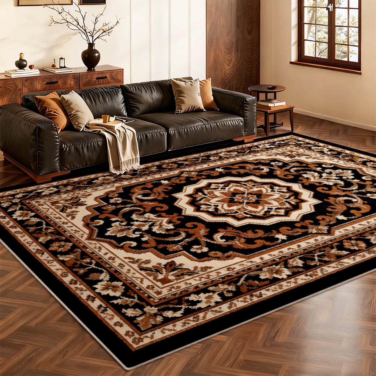 Motif floral marron foncé