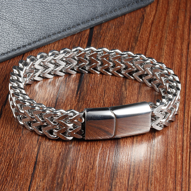 Pulsera de plata con hebilla magnética reversible, 19 cm.