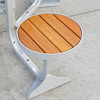 Chaises de table rondes élégantes avec plateau en bois et base en métal Bancs de parc à 3 places Aires de rassemblement de café en plein air