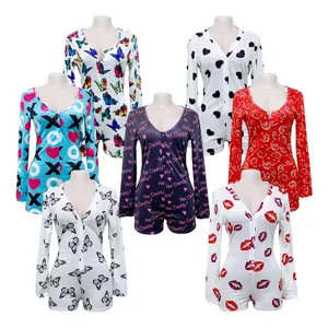 מכירה לוהטת יום האהבה סקסית Onsie פיג מבוגרים Nightwear התחת דש Rompers נשים סקסי חתיכה אחת סרבל