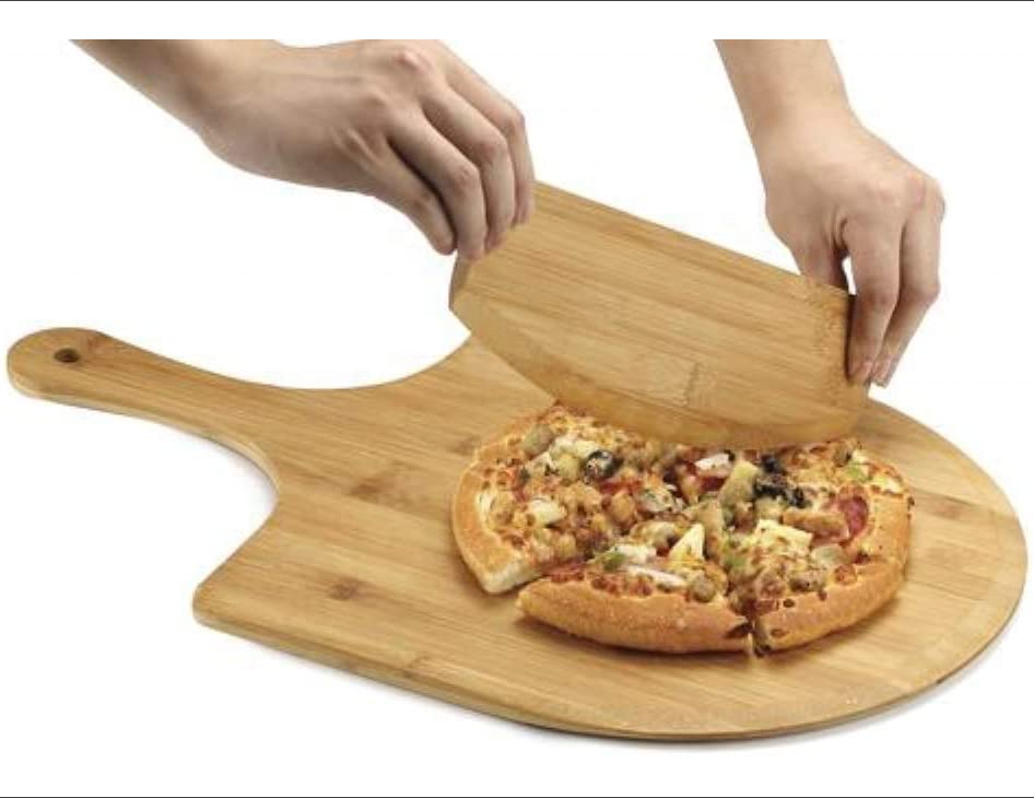 Бамбуковая корка для пиццы с ножом для пиццы