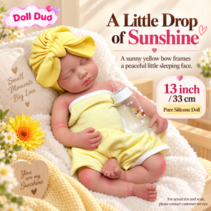 Muñeca Reborn de Silicona de Cuerpo Completo de 13 Pulgadas, Modelo Doll Duo Personalizado, Bebé Dormido con Envoltura Amarillo Limón, Regalo de Navidad Personalizado para Niños - Product Image 1