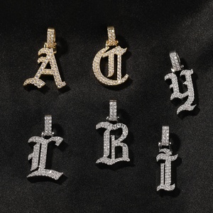 Collar de circonia cúbica con nombre, joyería personalizada, Hip Hop, gótico, letra inglesa antigua, colgante, inicial chapada en oro - Product Image 5