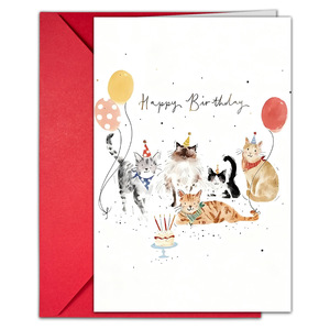 Nouvelle carte de vœux d'anniversaire, dessin animé d'animaux, message texte, carte pliable avec enveloppe - Product Image 1