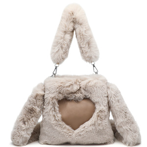 2024 nuovo arrivo coniglietto di peluche Tote Bag in cartone graziose borse da donna con fodera in peluche accessori ibernali - Product Image 3