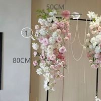 Composition florale artificielle rose et blanc, perles suspendues, pour décoration de plafond, toile de fond de mariage, décoration de table, cérémonie, événement, fête, vente en gros