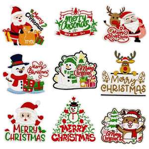 Nouvelle broderie thermocollante écologique Père Noël et Bonhomme de neige pour la décoration de sacs, vêtements et chapeaux - Product Image 1