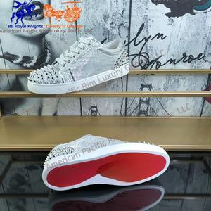 Baskets décontractées de luxe 2025 pour hommes et femmes, semelle rouge, crampons amortissants, embout composite, en cuir de marque - Product Image 5