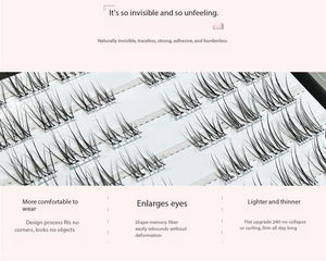 Clusters <span class=keywords><strong>de</strong></span> cils supérieurs House Brand Mint Wisp – Effet œil <span class=keywords><strong>de</strong></span> chat naturel léger et liftant pour usage quotidien, 20 mm, option personnalisée, 3D brillant - Product Image 3