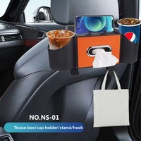 Nouvel Organisateur Multifonctionnel pour Siège Arrière de Voiture en ABS – Boîte de Rangement, Support à Crochets, Porte-Gobelet, Boîte à Mouchoirs