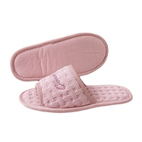 Pantoufles en EVA et peluche à bout ouvert pour femmes et hommes, style hôtelier, en tissu coton, printemps-automne, vente en gros usine