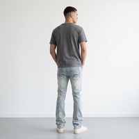 Pantalon en jean vintage rétro déchiré à queue de chat, démonté et assemblé, taille mi-haute, coupe ample, extensible, micro-à volants, jambe large, pour l'hiver