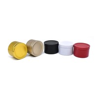 Heißer Verkauf 50ml Schwarz Weiß Rot Gold Runde Aluminium Blech Glas Metall Verpackung Behälter Topf zur Aufbewahrung von Kerze