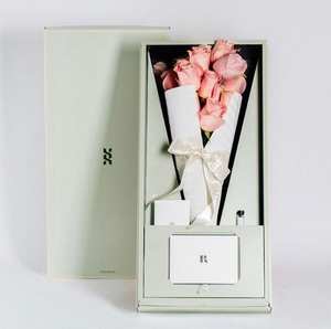 纸板长茎玫瑰盒/定制花束花盒包装手工矩形花盒 - Product Image 5