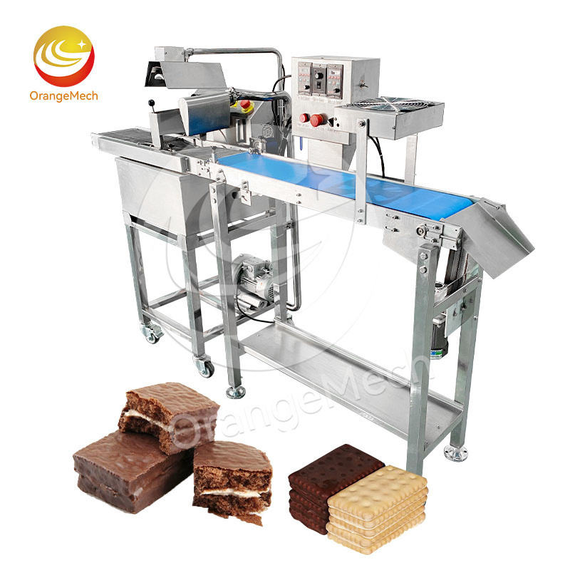 Waffles Coating Machine Automatic Biscuit Bread Waffle Chocolate Melting Coating Cooling Line ...