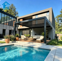 Pergola bioclimatique de luxe Sweet Home en aluminium avec toit à lamelles réglables électriquement, éclairage LED, imperméable, pour extérieur, jardin, patio