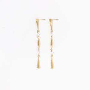 ต่างหูแฟชั่นแบบห้อย ชุบทอง PVD สแตนเลสสตีล 316L ทนทาน ดีไซน์ยาว - Product Image 1
