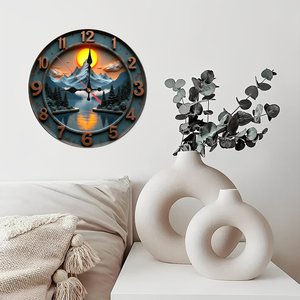 Round Wooden Wall <b>Clock</b> 25x25Cm Vintage Silent Non Ticking Living Room Bedroom Decor <b>Clock</b> - Product Image 2