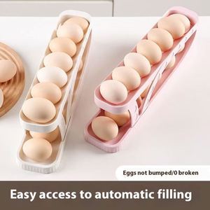 Double-Sided Divider Fresh-Keeping Egg Refrigerator <b>Storage</b> Rack Plastic <b>Kitchen</b> Egg Tray <b>Box</b> Aluminum Metal Injection Technics - Product Image 2