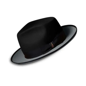 Unisex Tall Flat Crown Wool Felt Fedora <b>Hat</b> Wide Flat Brim Gentleman Formal Dress <b>Hat</b> With Small Pony Logo Vintage Jazz Top <b>Hat</b> - Product Image 2