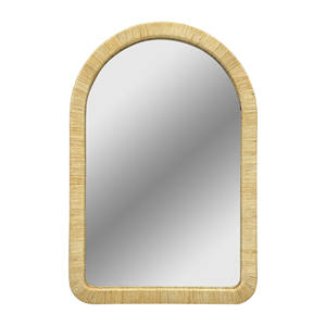 Natural Rattan <b>Arched</b> Wall Mirror 39x26x1.2 Inches Decorative Home Interior - Product Image 6