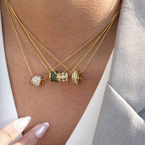 Stainless Steel Rhinestone Pendant <b>Necklace</b> With Pave Setting For Women Gift Jewelry - Product Image 3