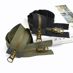 Meetee AP099 8 #15-120CM Răng Đồng <span class=keywords><strong>Zipper</strong></span> May Phụ Kiện Mở Đôi Quân Đội Dây Kéo Màu Xanh Lá Cây Ngắn Đóng End Pocket Zippers - Product Image 1