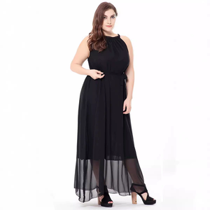 Abito Estivo Casual in Chiffon Senza Maniche a Collo Tondo Tinta Unita <span class=keywords><strong>Taglie</strong></span> <span class=keywords><strong>Forti</strong></span> Personalizzato per Donna - Product Image 2