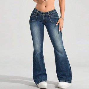 <span class=keywords><strong>Jeans</strong></span> Denim Sexy <span class=keywords><strong>Skinny</strong></span> a <span class=keywords><strong>Vita</strong></span> <span class=keywords><strong>Bassa</strong></span>, Taglio Bootcut, Effetto Invecchiato, Lavaggio Medio, per l'Autunno - Product Image 4