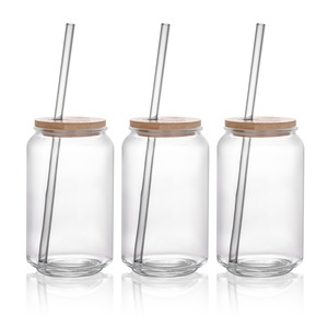 <span class=keywords><strong>Bottiglia</strong></span> in <span class=keywords><strong>Vetro</strong></span> Trasparente da 500ml (16oz) per Bevande e Succhi con Coperchio in Bambù, Vendita all'Ingrosso - Product Image 3