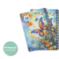 Cahier scolaire COLORFLY pour étudiants, couverture bleue à motif papillon, reliure spirale A4, design personnalisable, 32/96 pages