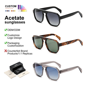 แว่นกันแดดโพลาไรซ์ทรงสี่เหลี่ยมแบน Acetate รุ่น Pilot <span class=keywords><strong>ป</strong></span>้องกันรังสียูวี 400 คานกว้าง ขนาดใหญ่ เลนส์ไล่เฉดสี OEM - Product Image 1