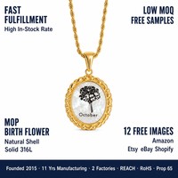 Collier minimaliste en acier inoxydable plaqué or 18 carats PVD, étanche, avec fleur de naissance, bijoux tendance, 12 fleurs de naissance par mois, pour femmes