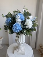 F156 Boules de fleurs artificielles en soie blanches et vertes à prix spécial, directement de l'usine, pour centres de table de mariage et décoration d'allées