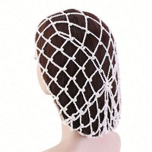 Nouveau style – Bonnet en maille crochetée noir perlé pour femme, filet à cheveux tricoté, vente en gros - Product Image 2