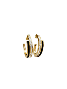 Orecchini a Cerchio Placcati in Oro 22k con Cristalli e Strass, Gioielli di Lusso Unisex per Uso Quotidiano - Product Image 1