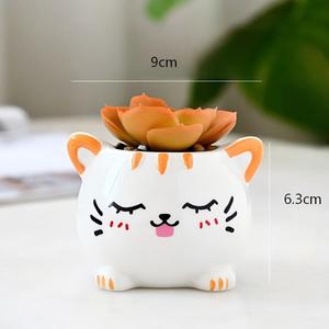 กระถางเซรามิคลายการ์ตูนแมวน่ารักสไตล์เกาหลี MSH พร้อมรูระบายน้ำ - Product Image 2