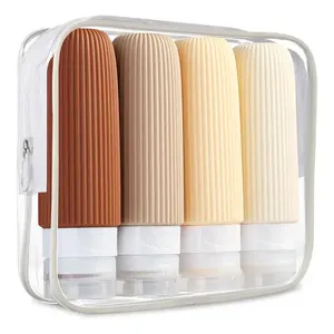 Bouteille de voyage en plastique portable anti-fuite avec logo personnalisé, nouveau design, 90 ml/3 oz, kit de bouteilles de voyage en silicone rechargeables pour articles de toilette - Product Image 1